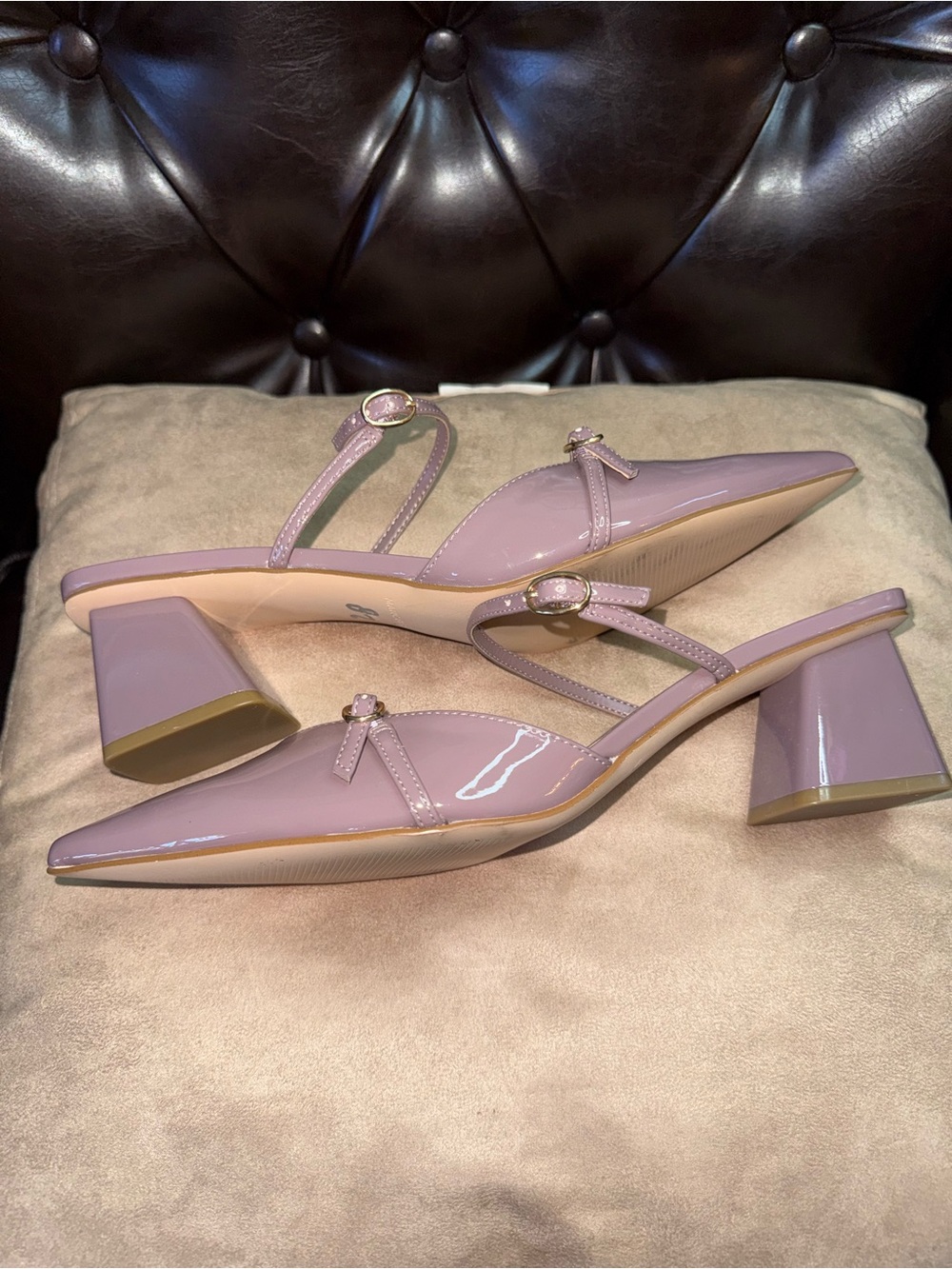 MARC FISHER MAUVE LOW BLOCK HEEL SLING-BACK-Size 11 - Picture 6 of 11